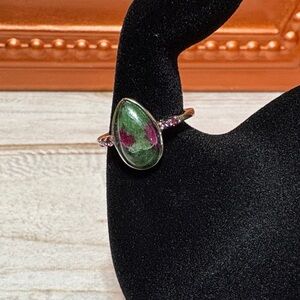 JTV Green and Pink Teardrop Ring